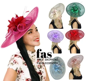 Large Flower Feather Hatinator Headband Fascinator for Wedding Royal Ascot Party - Picture 1 of 13