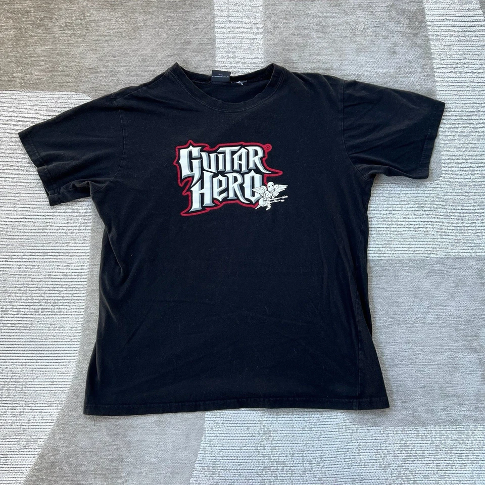 Camiseta De Colección Y2K Guitar Hero 2008 Activision Promo Negra PlayStation Xbox Tee Foto 1 de 4