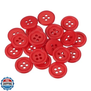 uxcell 22 Pcs Red Resin Button, 3/5 Inch(15mm) Round 4 Holes Sewing Buttons,  - Picture 1 of 5