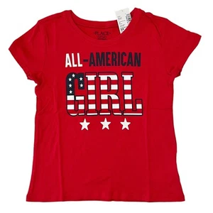 NWT Children's Place Girls Red 4th of July "All American Girl" Tee -SIZE S (5/6) - Picture 1 of 6