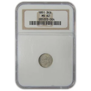 1851 Three Cent Piece MS 62 NGC Silver Trime Uncirculated SKU:I23313 - Picture 1 of 4