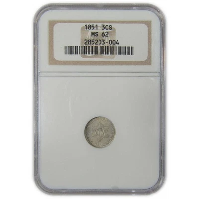 1851 Three Cent Piece MS 62 NGC Silver Trime Uncirculated SKU:I23313 - Image 1 of 4
