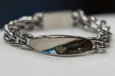 Pulsera de eslabones de cadena de acero inoxidable EMPORIO ARMANI para hombre 8 1/4" Foto 1 de 2