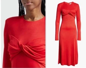 New Farm Rio Twisted Cup Midi Dress Red Long Sleeve Women's M Medium NWT - Picture 1 of 5