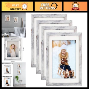 4er Set Bilderrahmen Distressed weiß 8x10, Display 6x8 mit Passepartout oder 8x10 mit - Bild 1 von 8