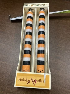 Velas cónicas vintage Russ Halloween nuevas en caja negras y naranjas - Imagen 1 de 6