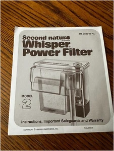 Whisper Power Filter 2 Manual 60020 Second Nature 1985 - Picture 1 of 4