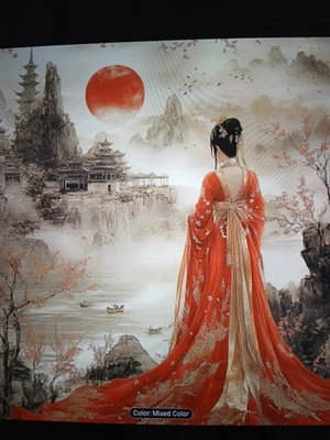 Punto de Cruz Estampado Dama Asiática 11ct 40x40cm 25 Colores Kit de Herramientas Bolsa de Proyecto Foto 1 de 4