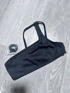 ART CLASS Girls Solid Bikini Swim Top Ribbed Black Size S (6/7) - Picture 1 of 3