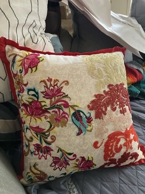 Asnee 15”embroidered and glass bead designer pillow Made In India *Read - Image 1 of 4