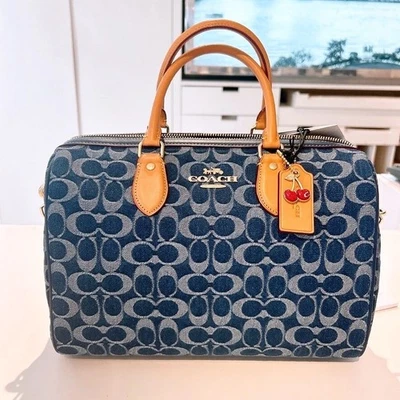 NWT Coach Rowan Large Satchel Bag In Signature Denim CY699 Fast Shipping - Image 1 of 4