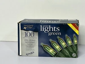 Holiday Time 100 Green Mini Lights White Wire 29Ft. Indoor/Outdoor Bright - Picture 1 of 4