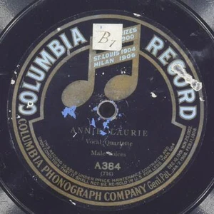 VOCAL QUARTETTE Annie Laurie COLUMBIA A384 VG- 78 10" - Picture 1 of 4