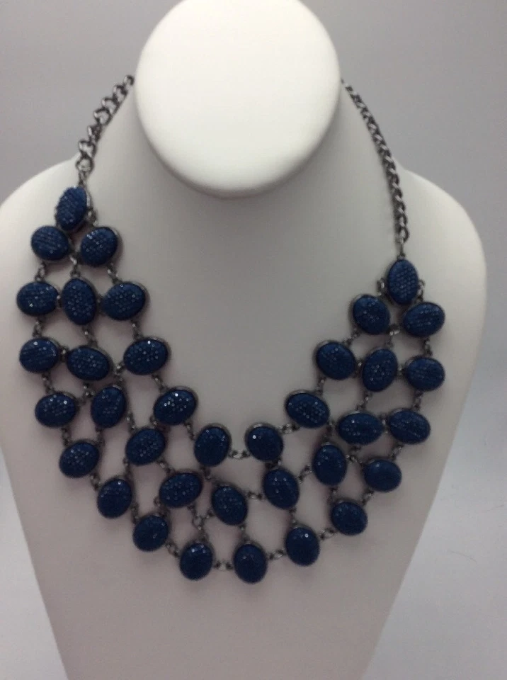 $42.50 Collar M.haskell Tono Hematita Azul Ovalado Cuentas Distintivo MH 48 Foto 1 de 4