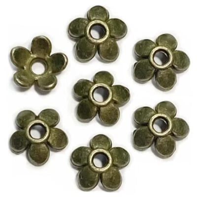 Tapas de cuentas de pétalos de bronce Tapas de cuentas espaciadoras de plata antiguas para tapa de cuentas de pétalos de latón Foto 1 de 4