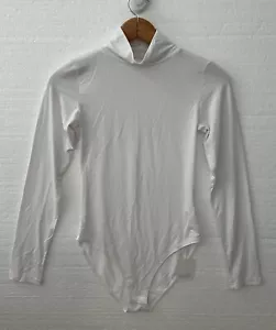 MANGOPOP Mock Turtle Neck Women XS white Long Sleeve Tops Bodysuit Long Sleeve - Picture 1 of 7