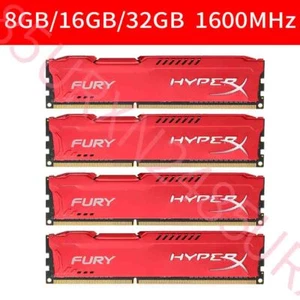 32GB 16GB 8GB HX316C10FR/8 DDR3 1600MHz Desktop Memory For HyperX FURY Red LOT - Picture 1 of 15