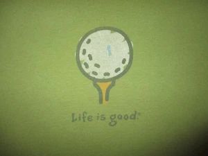 LIFE IS GOOD BRAND GOLFING THEME T SHIRT Golfer Ball Tee Olive Green Adult SMALL - Picture 1 of 5