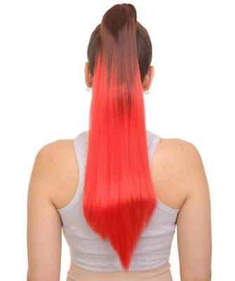 Adult Women's 24" Inch Brown/Red Vibrant Ponytail Extension - Image 1 of 4
