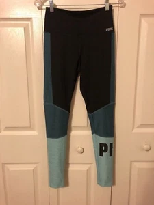 Victoria's Secret PINK Ultimate Yoga Colorblock Leggings Black and Blue S NEW - Picture 1 of 10