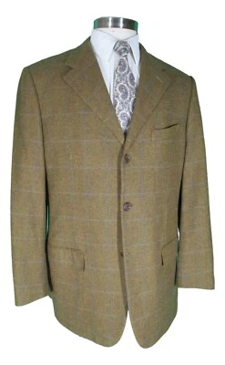Corneliani Spencer Men Brown Windowpane 3 Btn Wool Cashmere Sport Coat 44L Italy - Image 1 of 4
