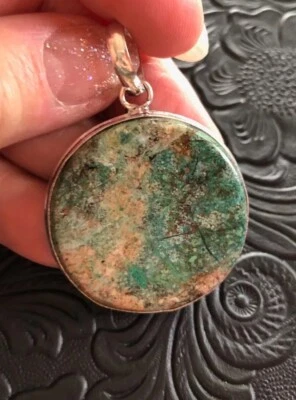Ремесленник Southwest Full Moon Design Chrysocolla подвеска тени ободок 2" - Изображение 1 из 4