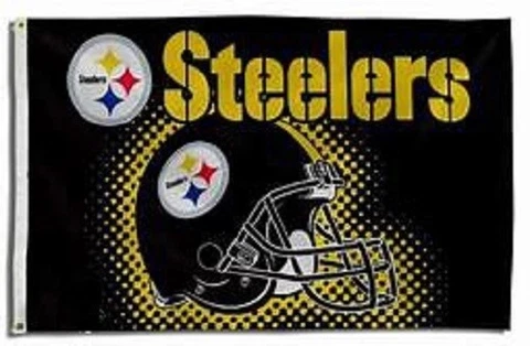 Pittsburgh Steelers Flag with Helmet ~ Large 3'X5' ~ NFL ~ FREE SHIPPING Cover