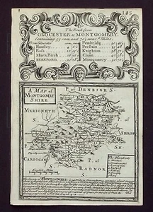 MONTGOMERYSHIRE, WALES, BRITANNIA DEPICTA, original antique map, Bowen, 1720 - Picture 1 of 2