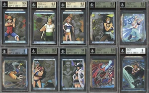 One Piece Wafers Straw Hat Pirates Luffy, Zoro, Nami, Crocodile(MOM) BGS 9-9.5 - Picture 1 of 1