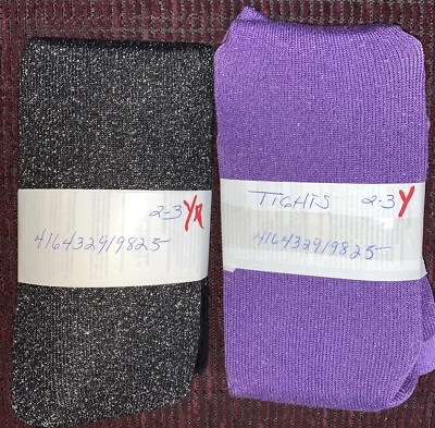 MALLAS DE PUNTO PARA NIÑAS TALLA 2-3 AÑOS BRILLANTE PÚRPURA/NEGRO BRILLO ¡SÚPER LINDAS!! Foto 1 de 4