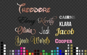 Custom Name Sticker Decal Rose gold Silver Chrome Nursery Kids room 5~200 cm - Picture 1 of 12