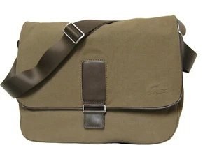 LACOSTE MESSENGER BAG Large Vintage L11 Uptown 4 Khaki NEW - Picture 1 of 8