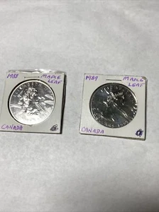 1988 -1989 Canadian $5 Dollar Maple Leaf 9999 1 oz Fine Silver BU - Picture 1 of 12