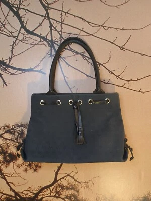 Bolso de Hombro DOONEY AND BOURKE Monograma Azul Negro Cuero Borla Borla Foto 1 de 4