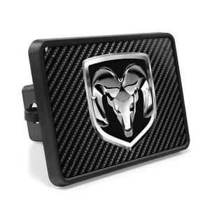 RAM Logo UV Graphic Carbon Fiber Look Metal Plate on ABS Plastic Tow Hitch Cover - Picture 1 of 6