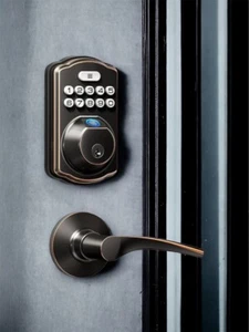 Veise Fingerprint Door Lock with 2 Lever Handles - Keyless Entry , New - Picture 1 of 11
