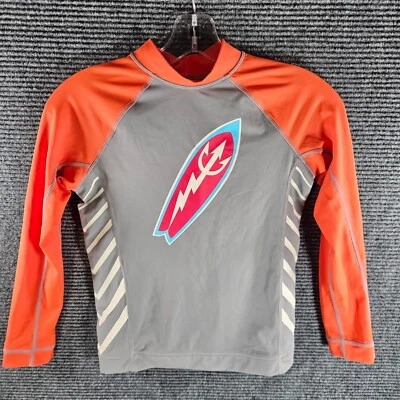 Camisa de natación Lands End para niños protección contra erupciones talla pequeña 8 naranja gris tabla de surf Foto 1 de 4