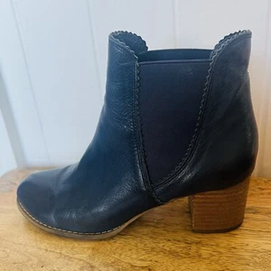 Midas Belle Chelsea Ankle Boots Dark Denim Blue Leather Uppers Sz39 Heel 5.5cm - Picture 1 of 11