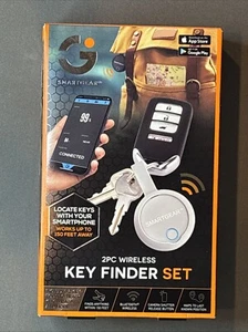 Smart Gear Key Finder Black Grey 2 piece Set Wireless Tracker Tags NEW&Sealed - Picture 1 of 8