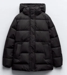 BNWT ZARA Black WATER REPELLENT PUFFER Quilted COAT Jacket SIZE XS - Picture 1 of 6