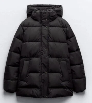 BNWT ZARA Black WATER REPELLENT PUFFER Quilted COAT  Jacket  SIZE XS - Image 1 of 4
