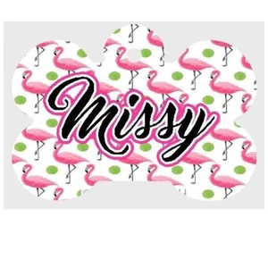 PINK FLAMINGOS personalisierte HAUSTIERAUSWEISMARKE beliebiger Name Erkennungsmarke 2-seitig bedruckt - Bild 1 von 3