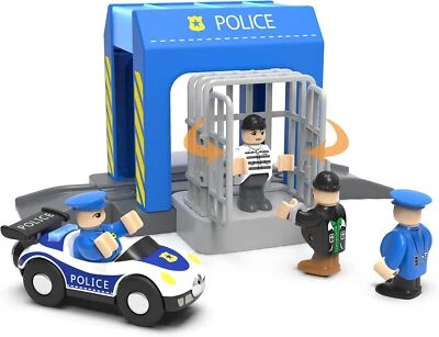 Car Washer Police Station For Thomas Brio Kid Toy Wooden Train Track Accessories - Image 1 of 4