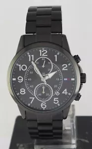 Tommy Hilfiger Men Chronograph All Black ''Date'' Wristwatch Elevate Your Style - Picture 1 of 8