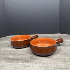 DE SILVA Braun Glasiert Terrakotta Keramik Ofengriff Suppenschüsseln 2er Set Italien - Bild 1 von 10
