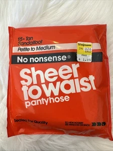 Sealed No Nonsense Sheer to Waist Pantyhose 15 TAN SANDALFOOT Petite to Medium - Picture 1 of 4
