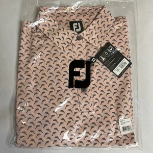 Footjoy Leaping Dolphins Print Pink Logo Blem Top Size Men's L NEW WITH TAGS - Picture 1 of 4
