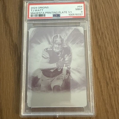 2024 PANINI ORIGINS #64 T.J. WATT PRINTING PLATE MAGENTA 1/1 PSA9 STEELERS - Image 1 of 2