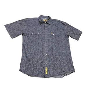 Camisa vaquera Larry Mahan colección perla a presión azul grande para hombre - Imagen 1 de 8