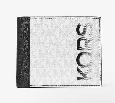 NUEVO CON ETIQUETAS MICHAEL KORS Cooper Gráfico Logo Billetera Billetera con Bolsa para Monedas | $158 Foto 1 de 4